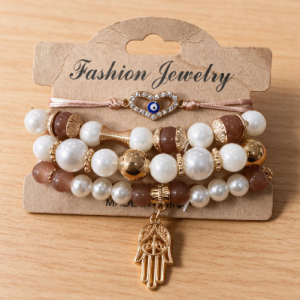 Beige Brown Bracelet Set