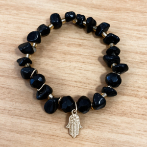 Black Stone Charm Bracelet